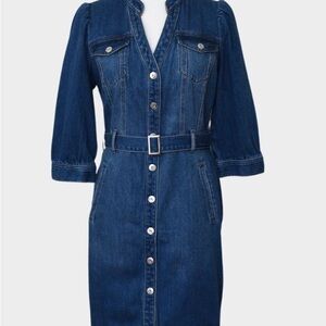Denim Button-Up Dress with Belt